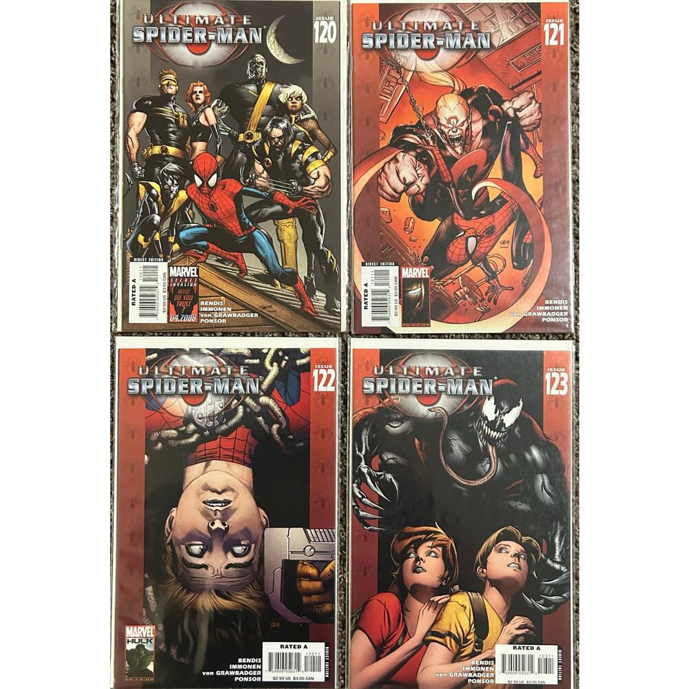 Ultimate Spider-Man #120, 121, 122, 123 (2008 Marvel) Lot of 4 - X-Men Venom